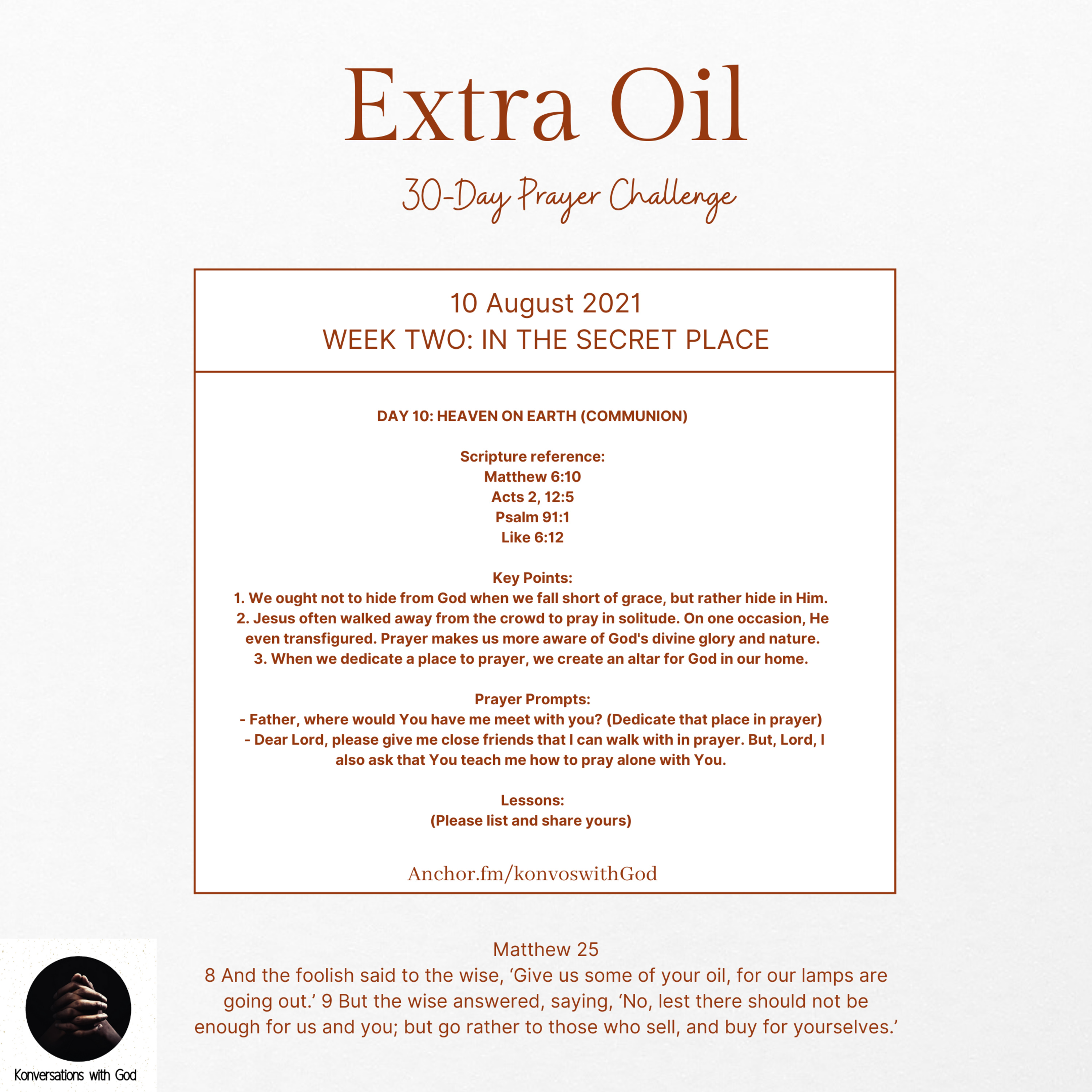 Extra Oil Day 10: Heaven on Earth (Communion)  episode artwork