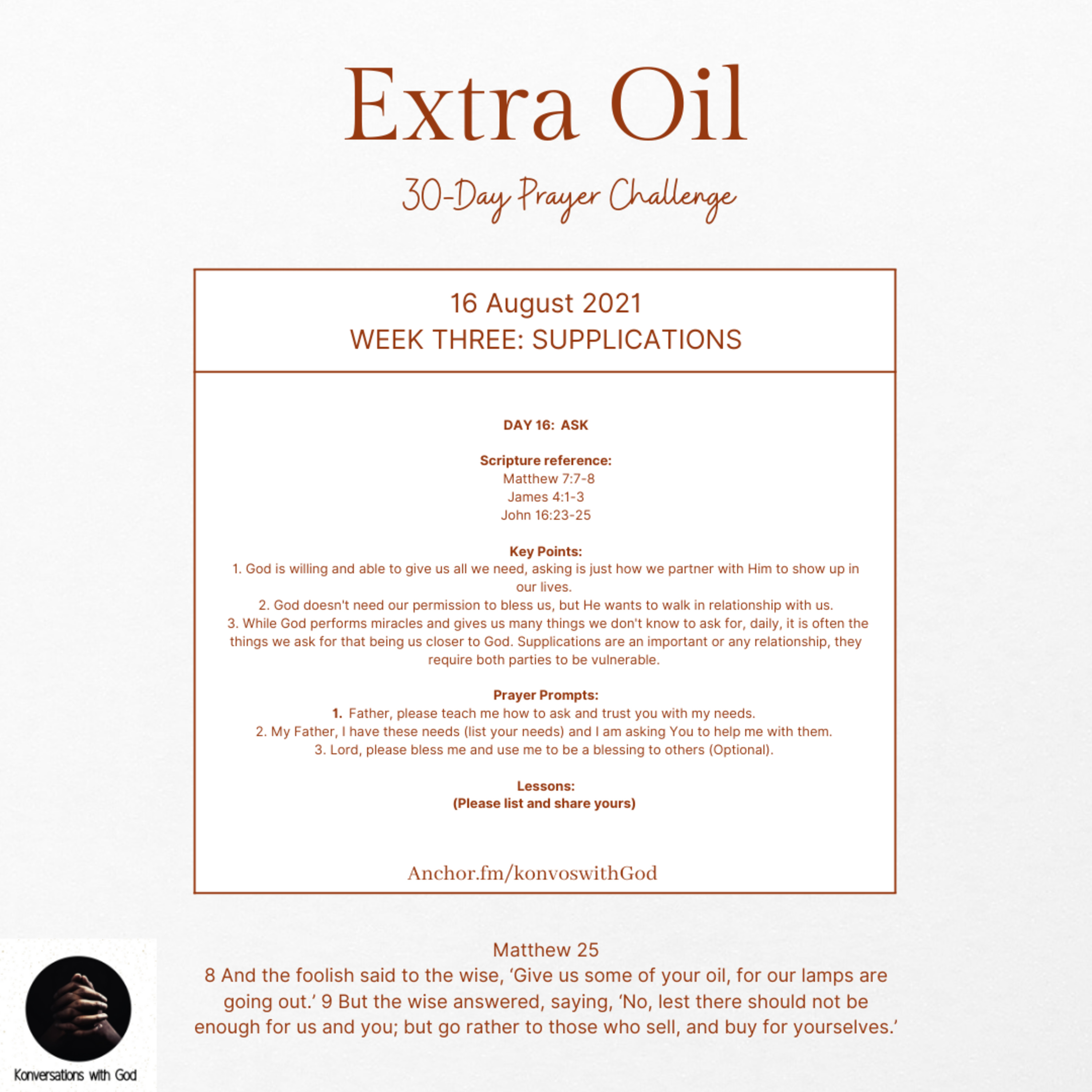 Extra Oil Day 16: Ask  episode artwork