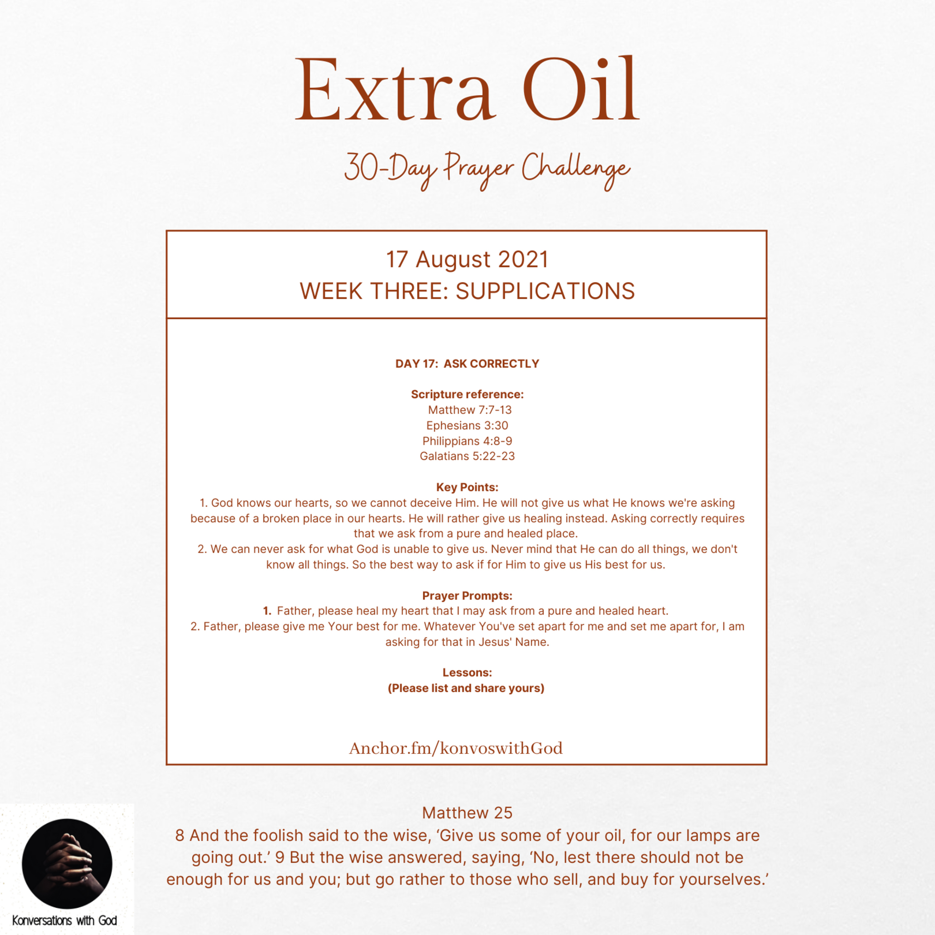Extra Oil Day 17: Ask Correctly  episode artwork