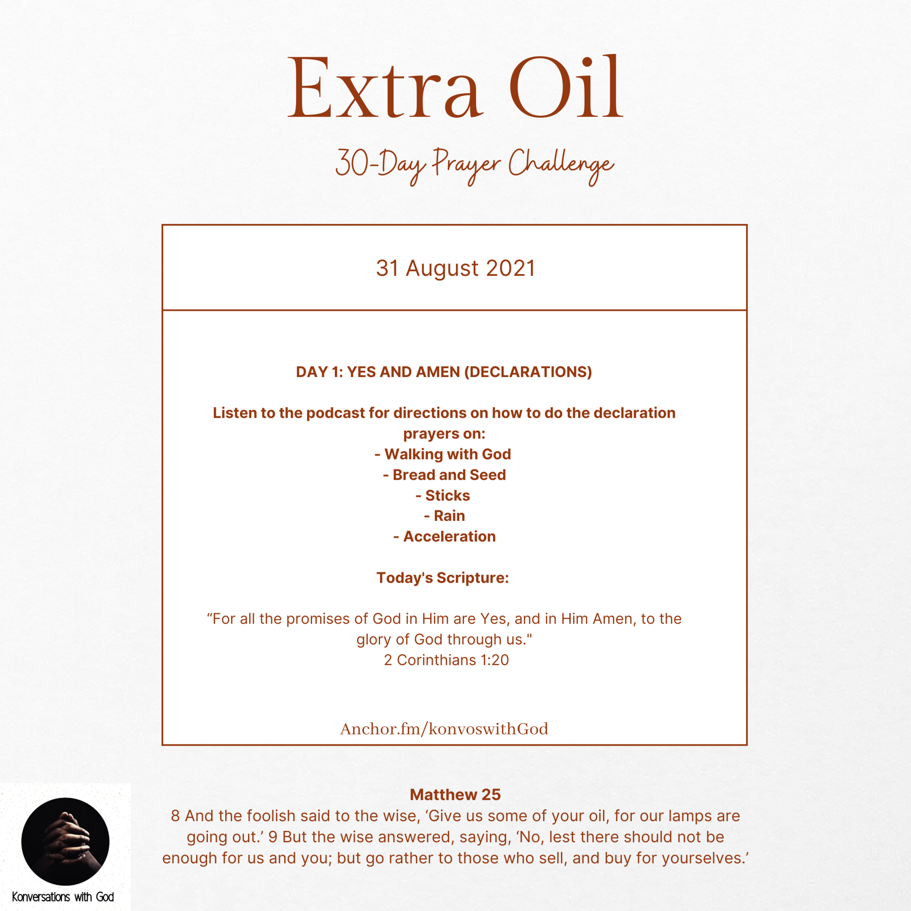 Extra Oil Day 31: Yes and Amen (Declarations) 