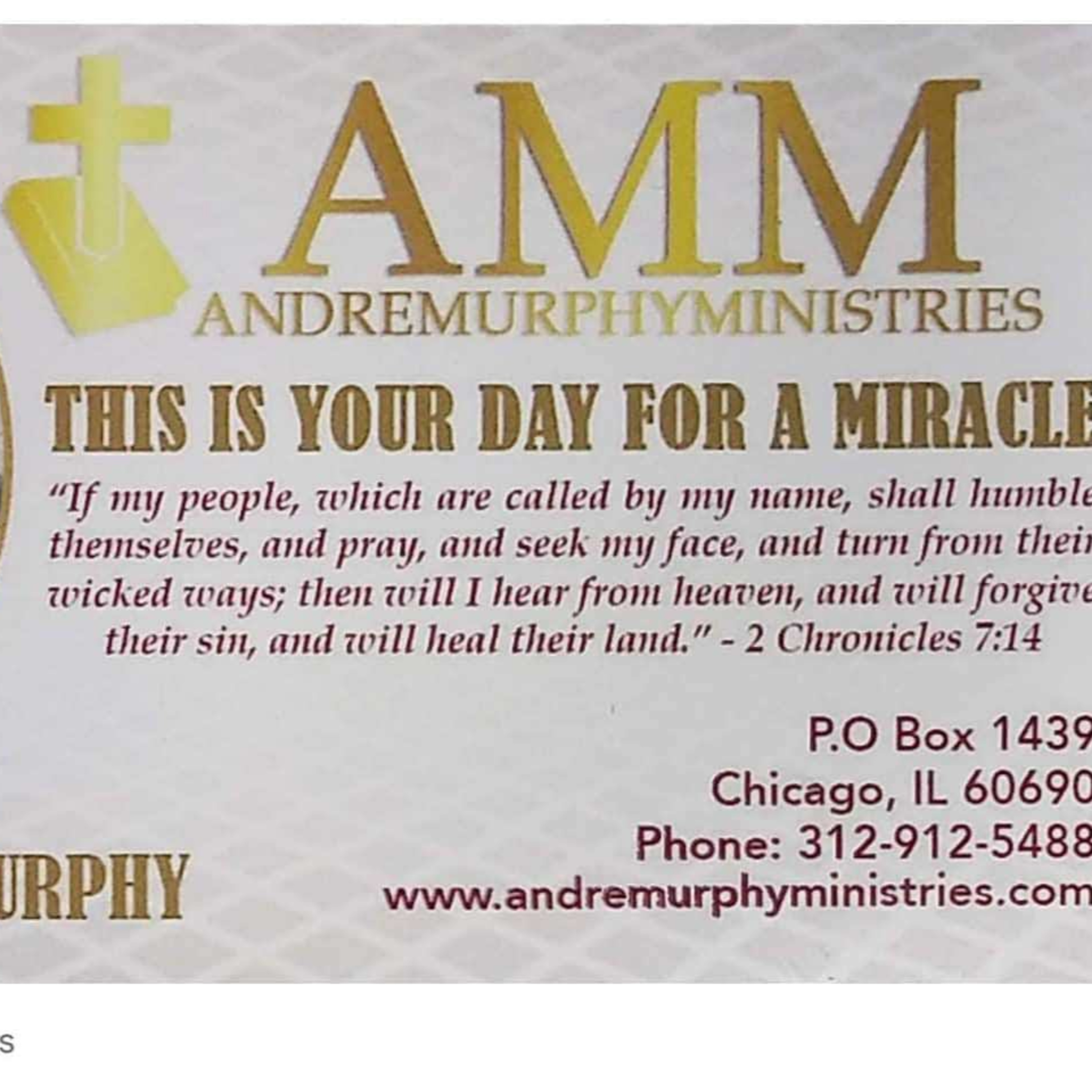 Andre Murphy Ministries This Is Your day for a Miracle Broadcast facebook.com/andremurphyministries