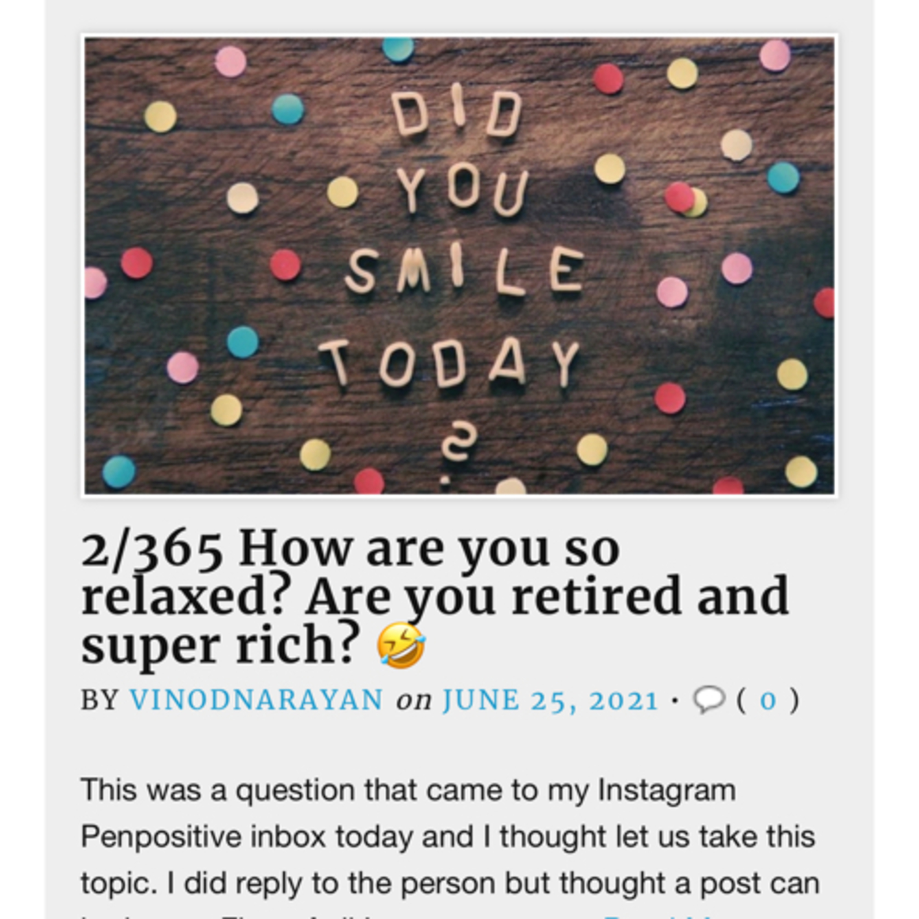 #185 How are you so relaxed? Are you retired and super rich?