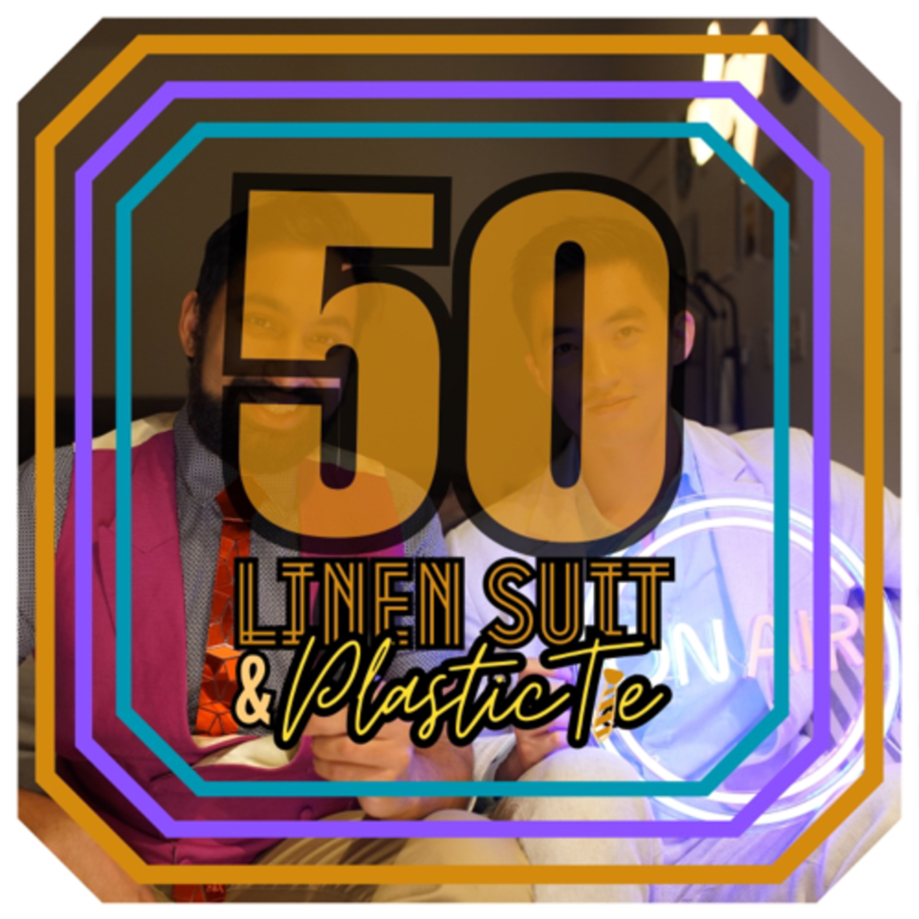 Linen Suit & Plastic Tie