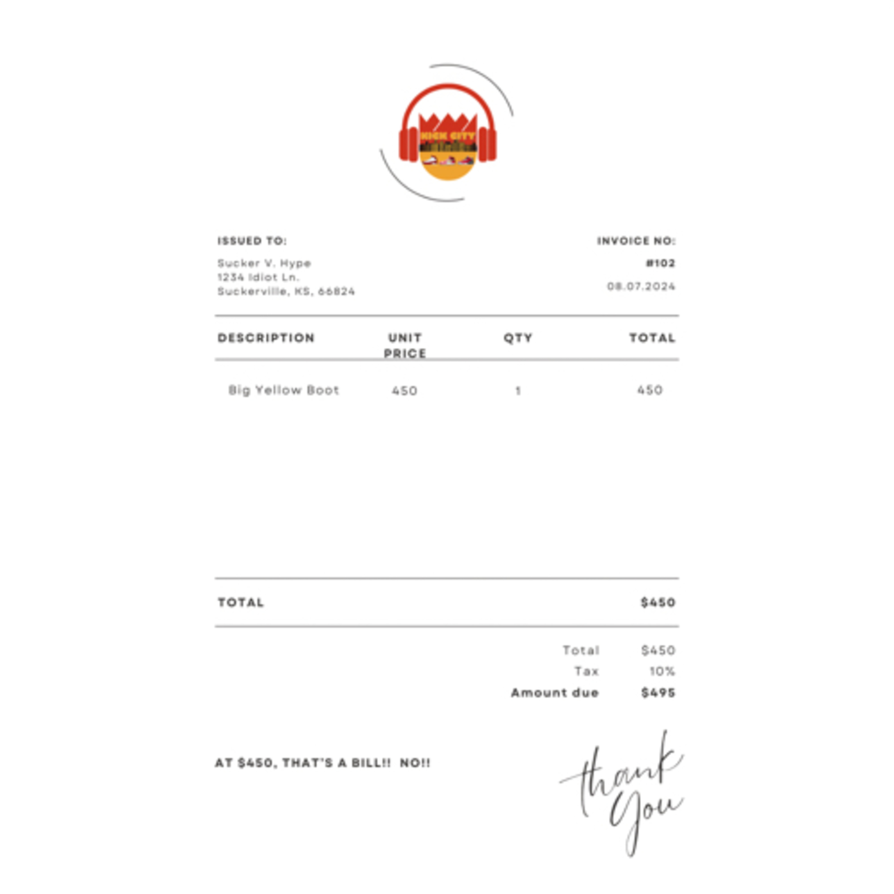 AT $450, THAT'S A BILL, NO!!