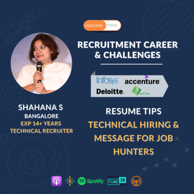 Career Series Ep2 - Chat with Shahana - Technical recruiter | Global Consulting | Infosys | Accenture | Deloitte | Satvva - Full Interview