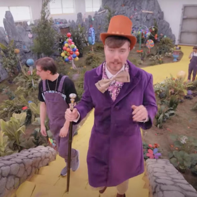 The one where Mr. Beast gives away a Willy Wonka chocolate factory episode artwork