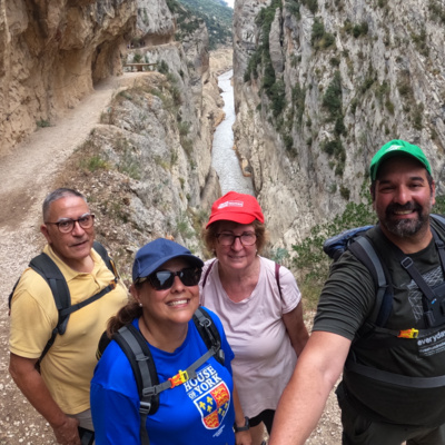 Hiking at the Congost of Mont Rebei without water, located on the border from Cataluña and Huesca