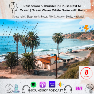 [BONUS] 8 Hours Rain & Distant Thunder with Beach Sounds| Ocean Waves White Noise with Rain episode artwork