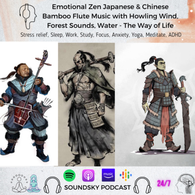 [8 HOURS] Emotional Zen Japanese & Chinese Bamboo Flute Music with Howling Wind, Forest Sounds, Water - The Way of Life - Guzheng, Erhu | SoundSky episode artwork