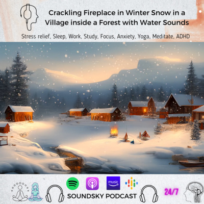 262. Howling Wind Winter Sounds for Sleep & Study with Crackling Fireplace inside a Forest + Water Sounds episode artwork