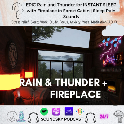 275. EPIC Rain and Thunder for INSTANT SLEEP with Fireplace in Forest Cabin | Sleep Rain Sounds episode artwork