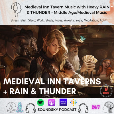 [8 HRS] Medieval Inn Tavern Music with Heavy RAIN & THUNDER - Middle Age/Medieval Music with Rain episode artwork