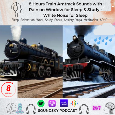 [8 Hours] Train Amtrack Sounds with Rain on Window for Sleep & Study - White Noise for Sleep episode artwork