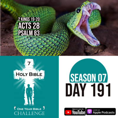 Day 191 | Hezekiah prays to the Lord for his health | Babylonian captivity prophesied | Paul bitten by a poisonous snake in Malta episode artwork