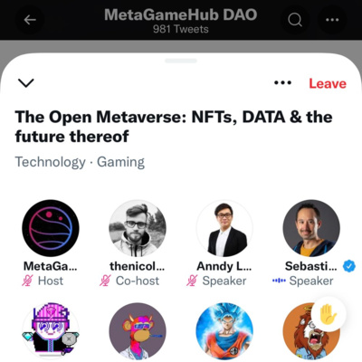 Dataverse/Metaverse Twitter Spaces: Speakers Camilo Echeverri; Borget Sebastien; Anndy Lian etc