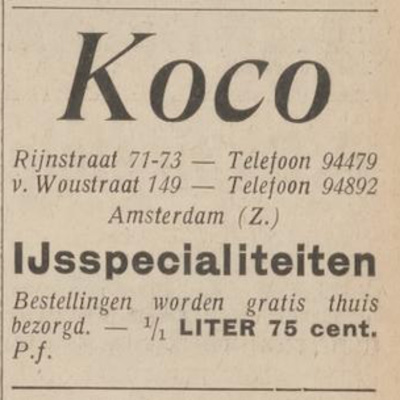 22. IJssalon Koco (Van Woustraat 149)