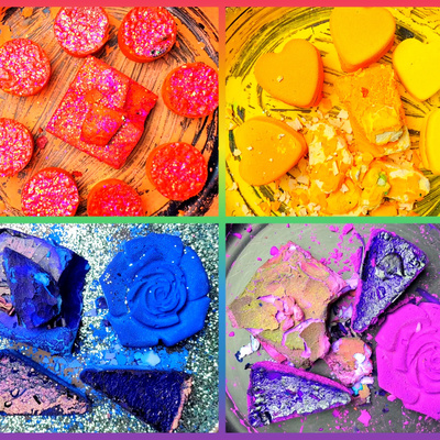 Citric Acid Rainbow Series Recap! 🌈☔ Dyed Chalk & Cornstarch Crunchies Collab w/ DivinityAsmr_ !