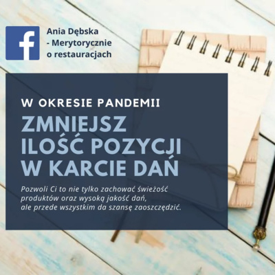 W okresie pandemii skróć menu swojej restauracji