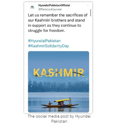 Hyundai India facebook backlash over pro-separatist tweet by Hyundai Pakistan