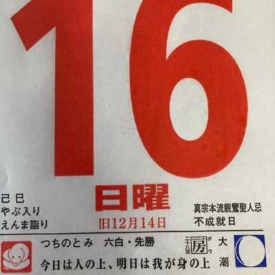 1月１６日（日）寅年招福開運カレンダー「今日は人の上、明日は我が身の上」　　　⭐️ハッピィ丸山の概要: https://smappon.jp/b9zsedvd