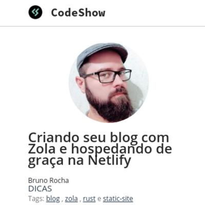 #001 - CodeShow - Como criar um blog ou site estático usando Zola, Github e Netlify