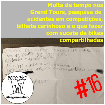 Regenerativo #16 - Multa de tempo nos Grand Tours, pesquisa de acidentes em competições, bilhete carinhoso e o que fazer com sucata de bikes compartilhadas?