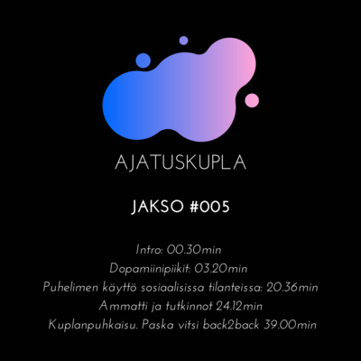 Somen aiheuttamat dopamiinipiikit, puhelimen käyttö sosiaalisissa tilanteissa & ammatti ja tutkinnot - Ajatuskupla #005