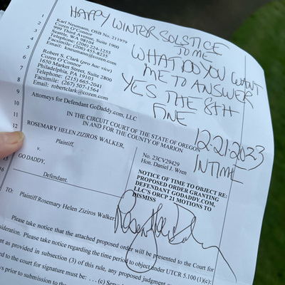 OMG BACK TO COURT ASSHOLES KARL & ROBERT @GoDaddy