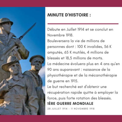  La minute Histoire de la Kiné : La 1ère Guerre Mondiale en lien avec la kinésithérapie