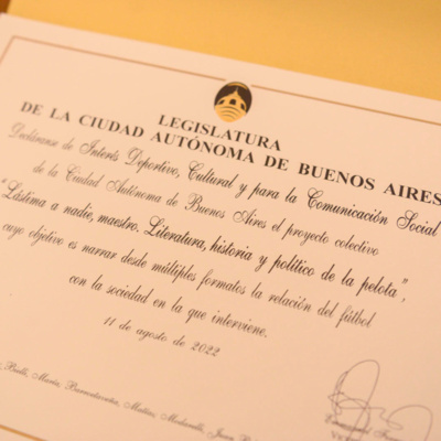 Reconocimiento a Lástima a Nadie, Maestro en la Legislatura Porteña