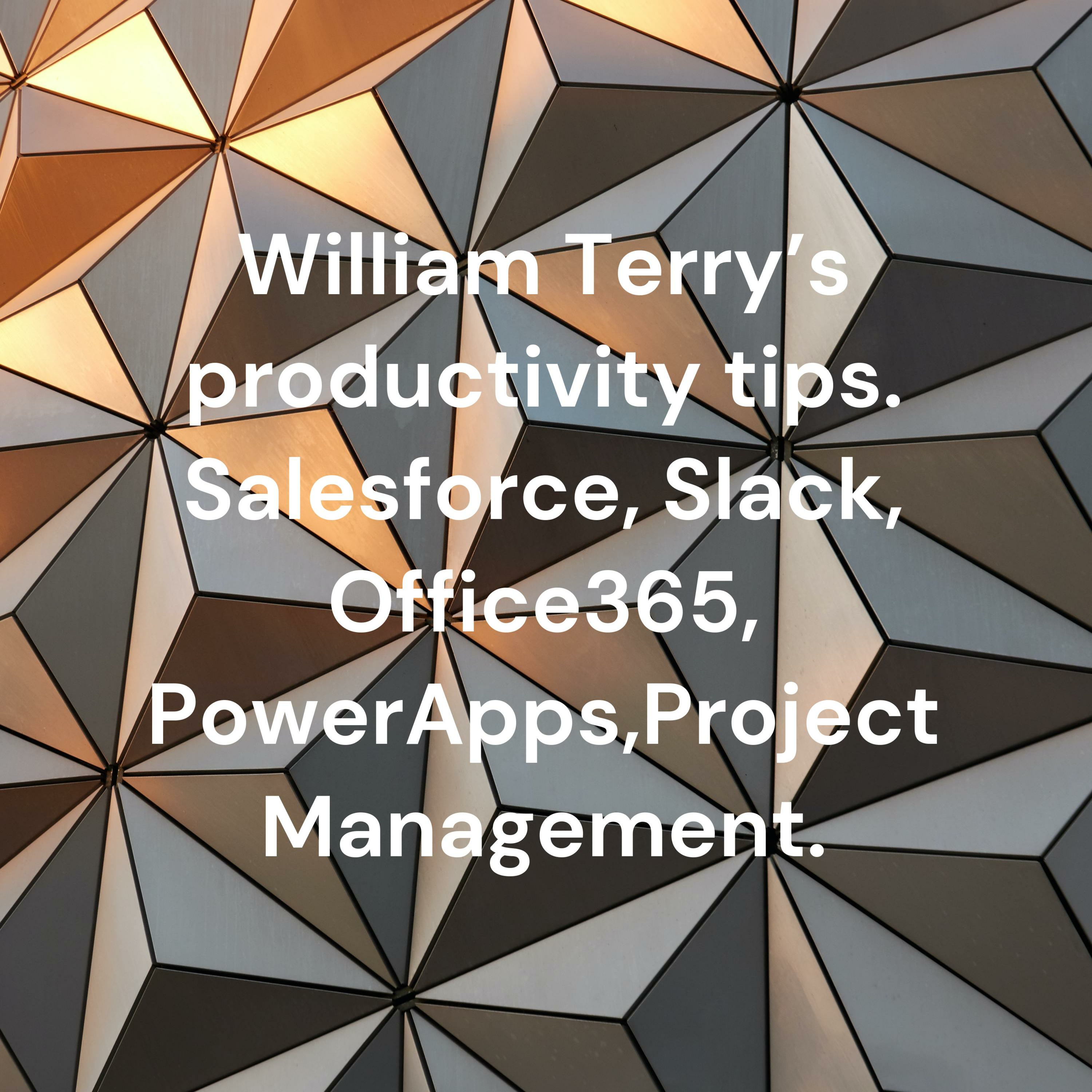 William Terry's productivity tips. Salesforce, Slack, Office365, PowerApps,Project Management.