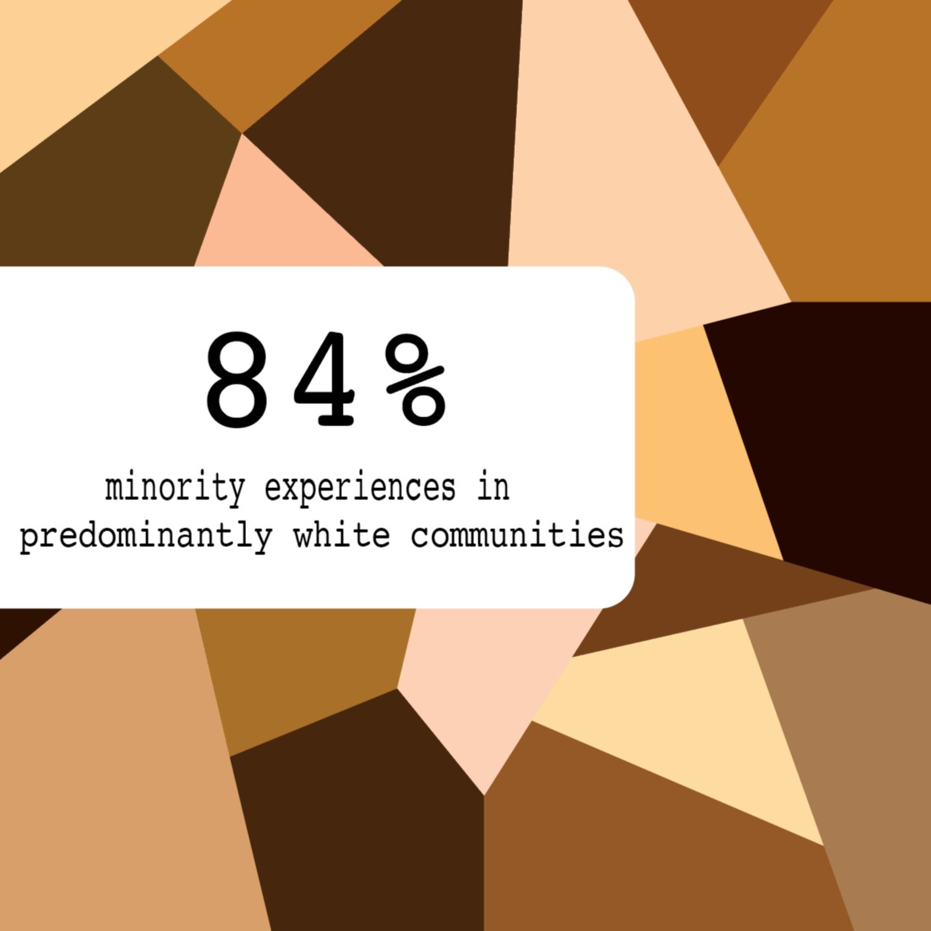 84%: minority experiences in predominantly white communities 