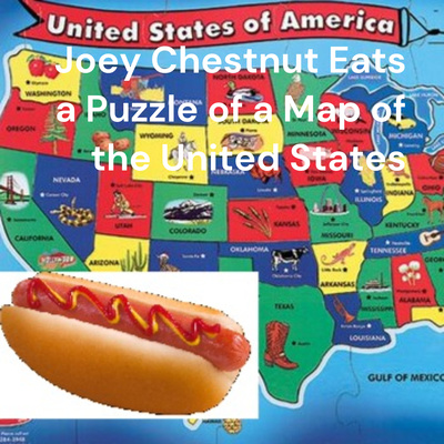 Joey Chestnut Eats a Puzzle of a Map of the United States