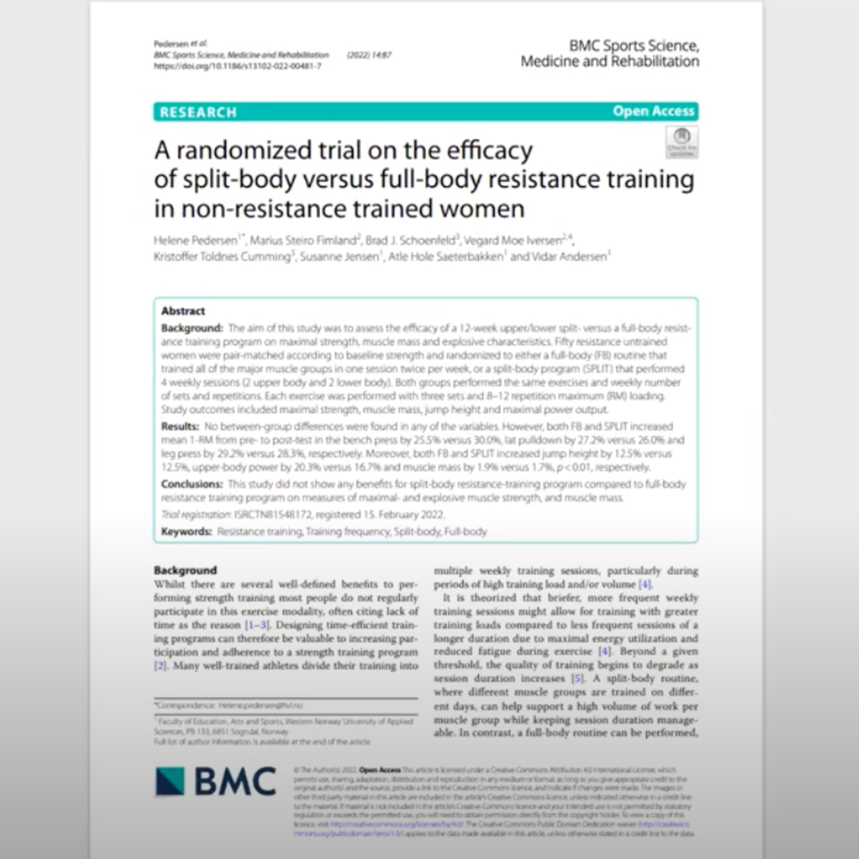 Research Review: Split v. Full Body Training Program