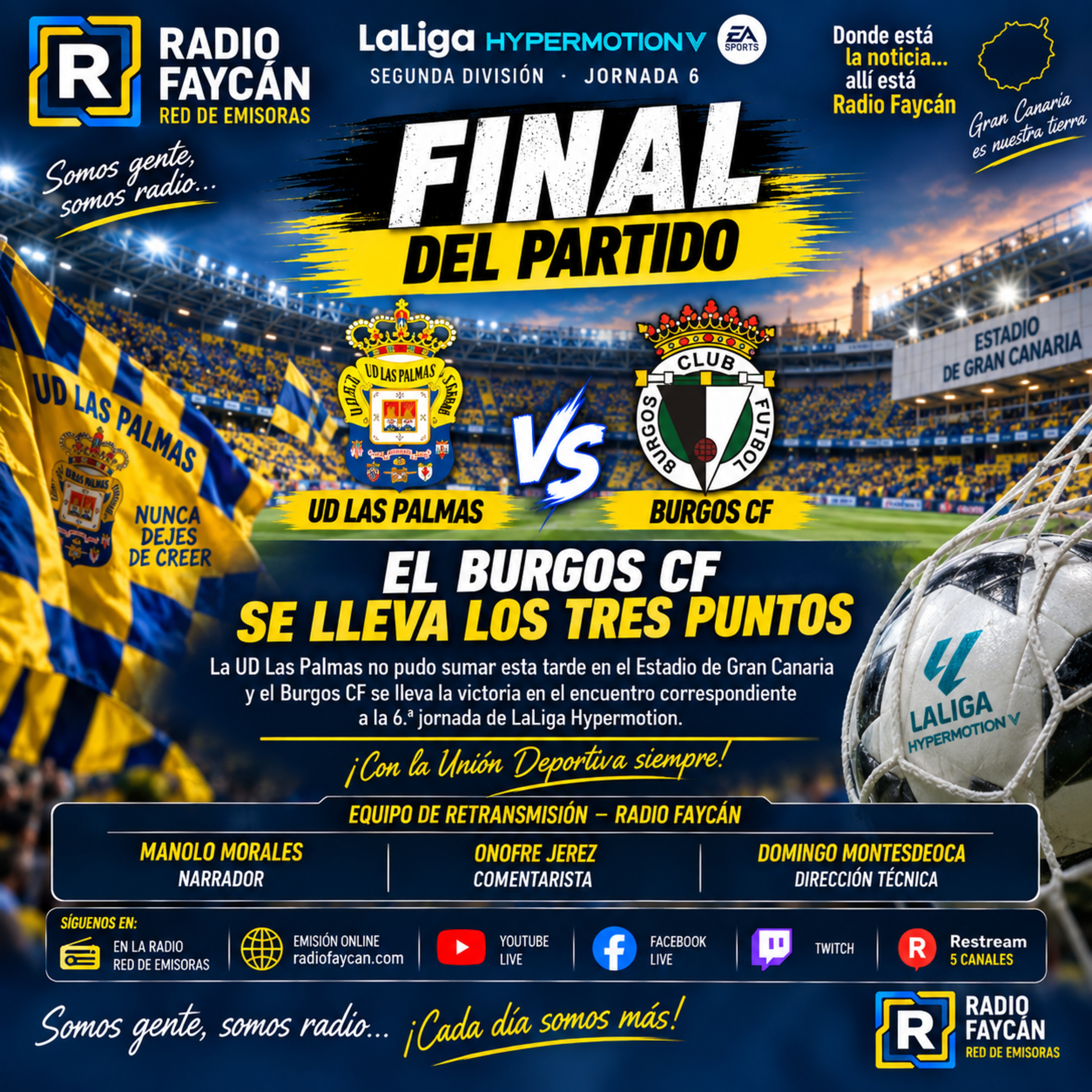Transmisión UD Las Palmas - Burgos CF (1-2) 20-09-2026