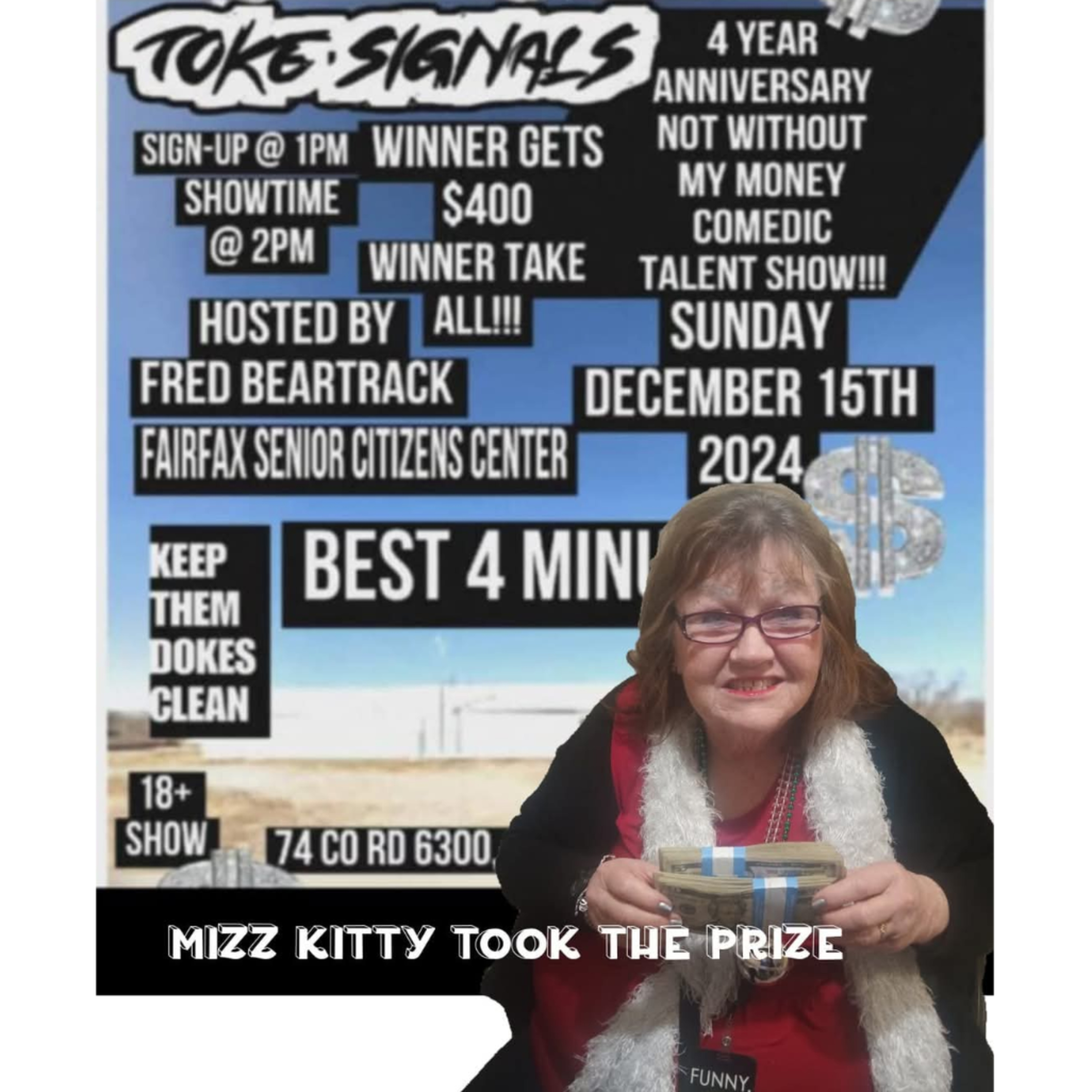 4 year anniversary "Not Without My Money" comedic talent show episode artwork