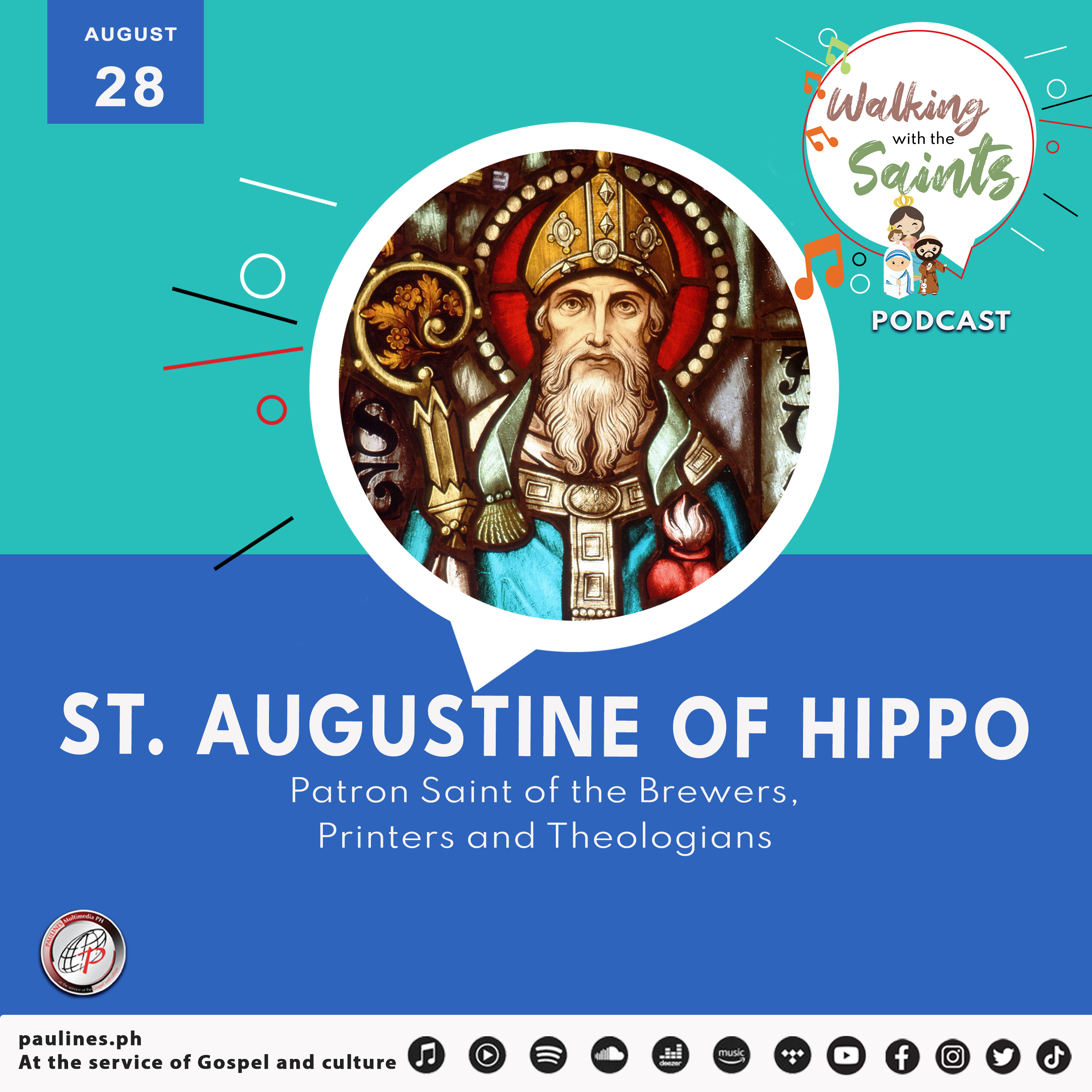 Walking with the Saints Podcast | Feast of St. Augustine of Hippo, Patron Saint of the Brewers, Printers and Theologians | August 28 episode artwork