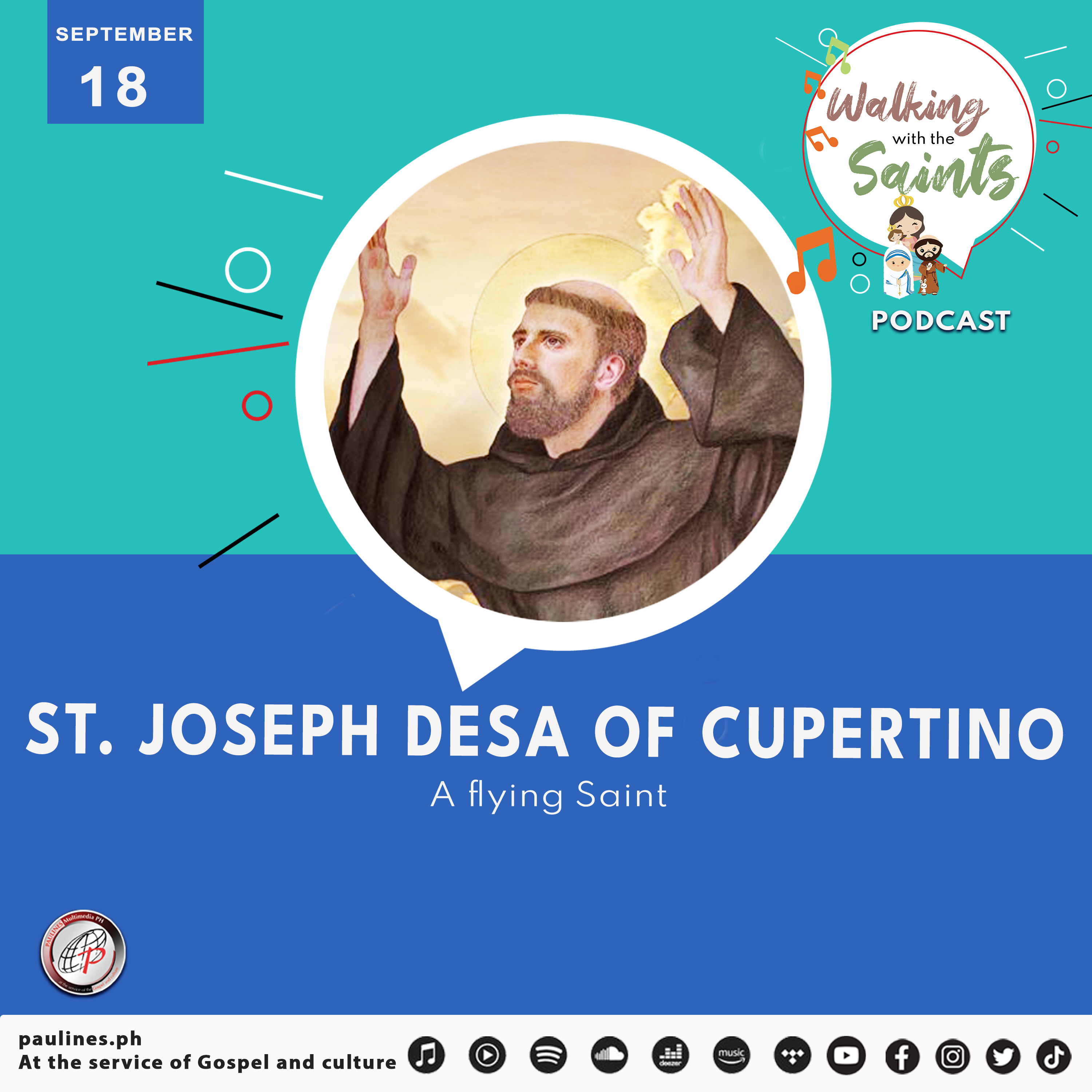 Walking with the Saints Podcast | Feast of St. Joseph Desa of Cupertino, A flying Saint | September 18 episode artwork