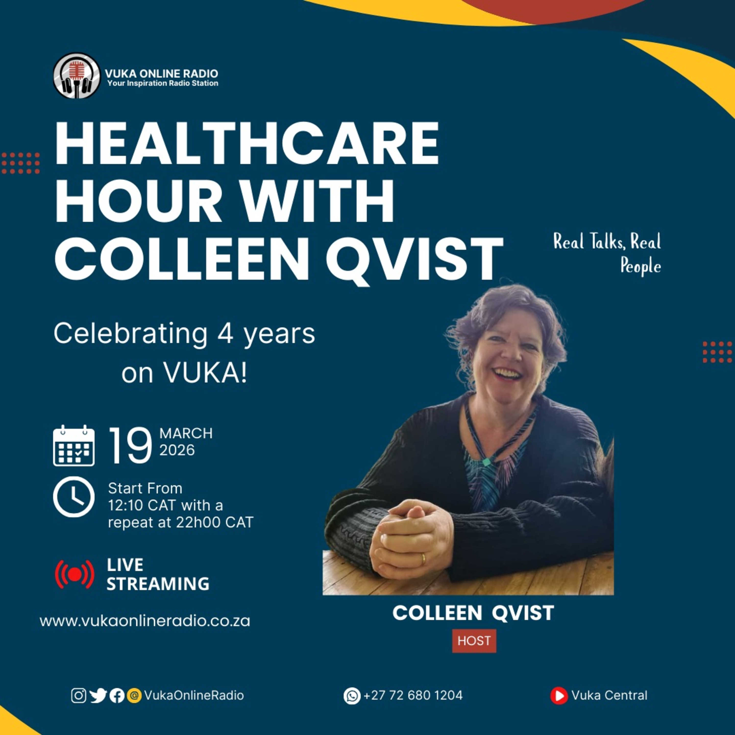 190326-Healthcare Hour with Colleen Qvist Celebrating 4years on Vuka