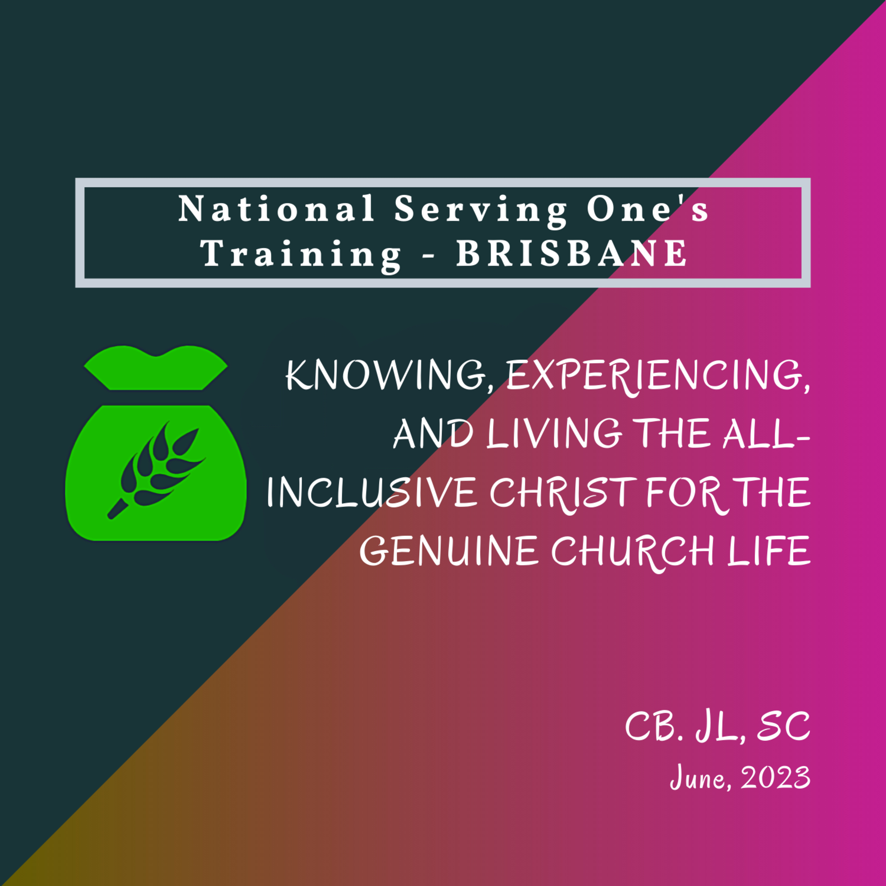 Msg 04 - Taking Christ as Our Living for His Magnification and Dealing with the Self for Our Oneness in the Divine Glory in the Genuine Church Life
