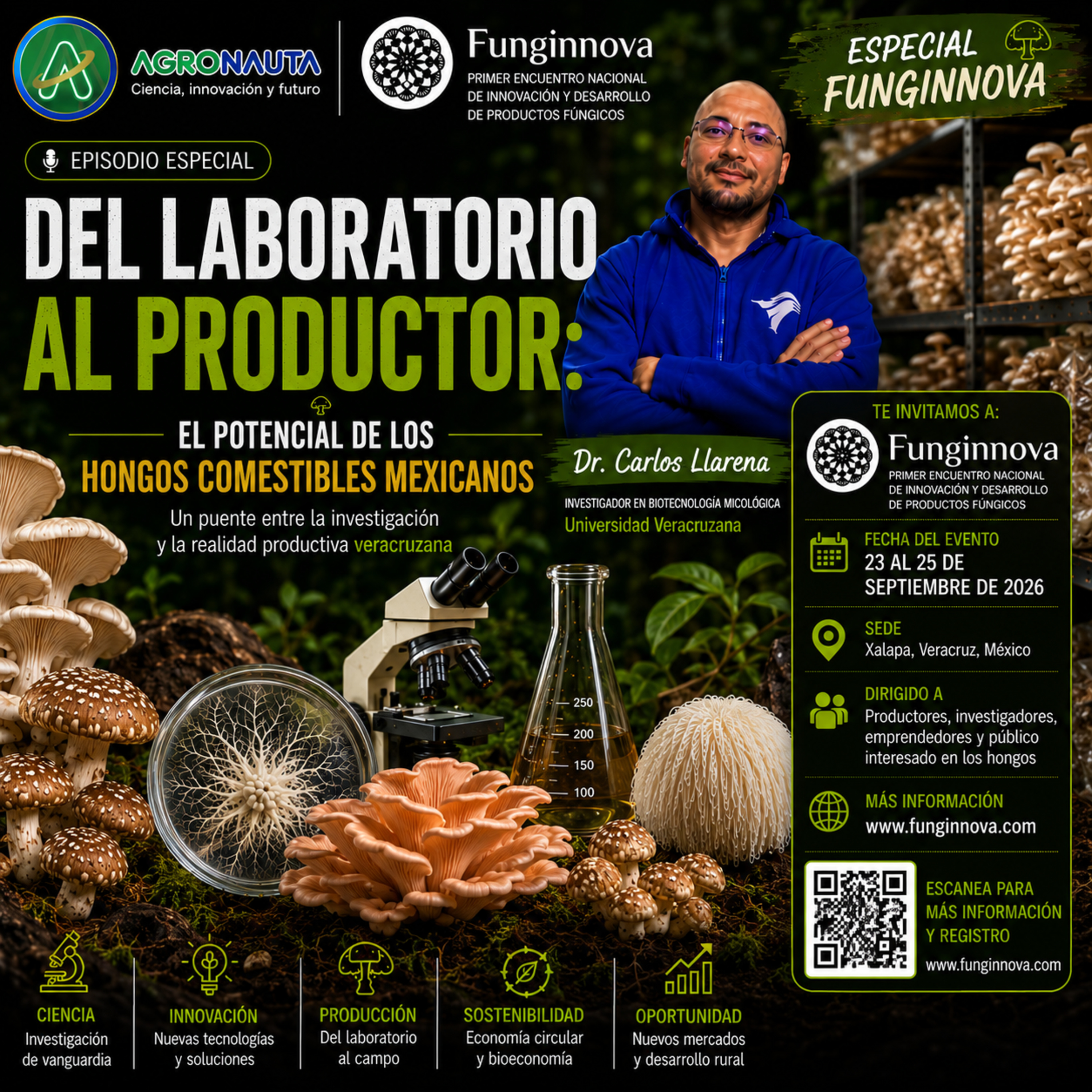 Del laboratorio al productor: el potencial de los hongos comestibles mexicanos - Carlos Llarena