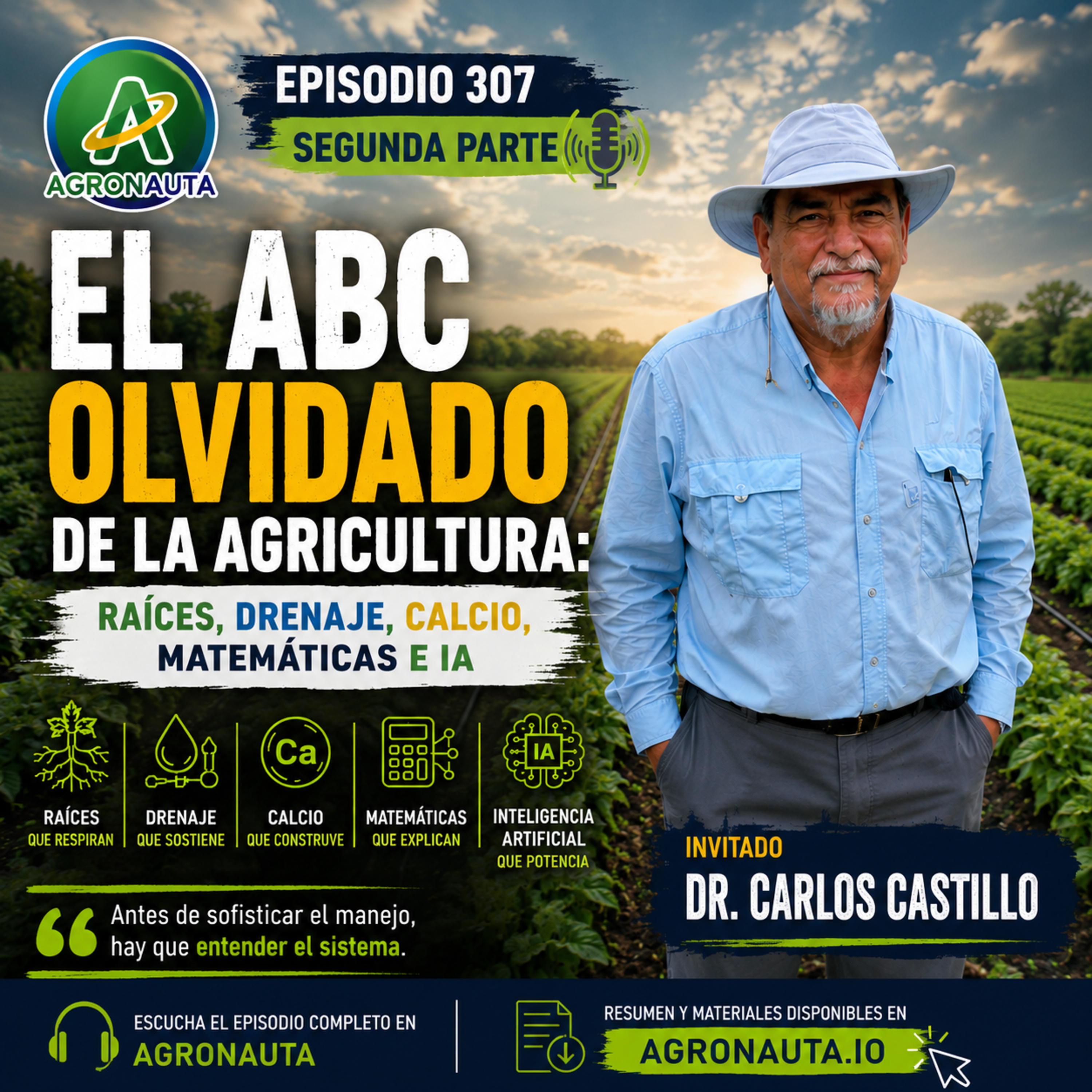 El ABC olvidado de la agricultura: raíces, drenaje, calcio, matemáticas e IA – Dr. Carlos Castillo episode artwork