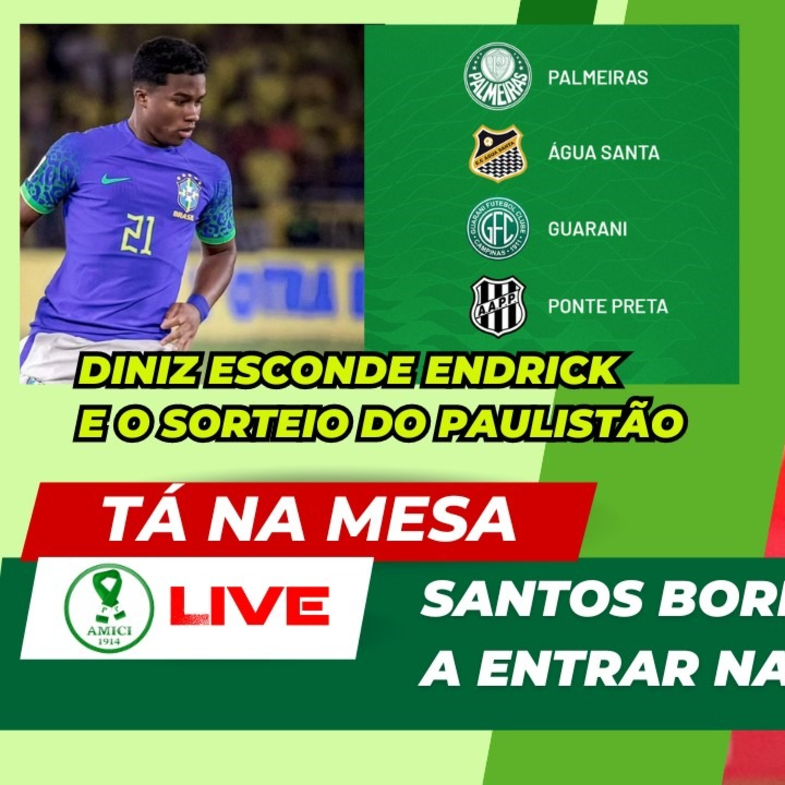 BORRÉ NA MIRA DO PALMEIRAS_ DINIZ VACILÃO COLOCA ENDRICK NO FINAL _ GRUPOS DO PAULISTÃO DEFINIDOS!