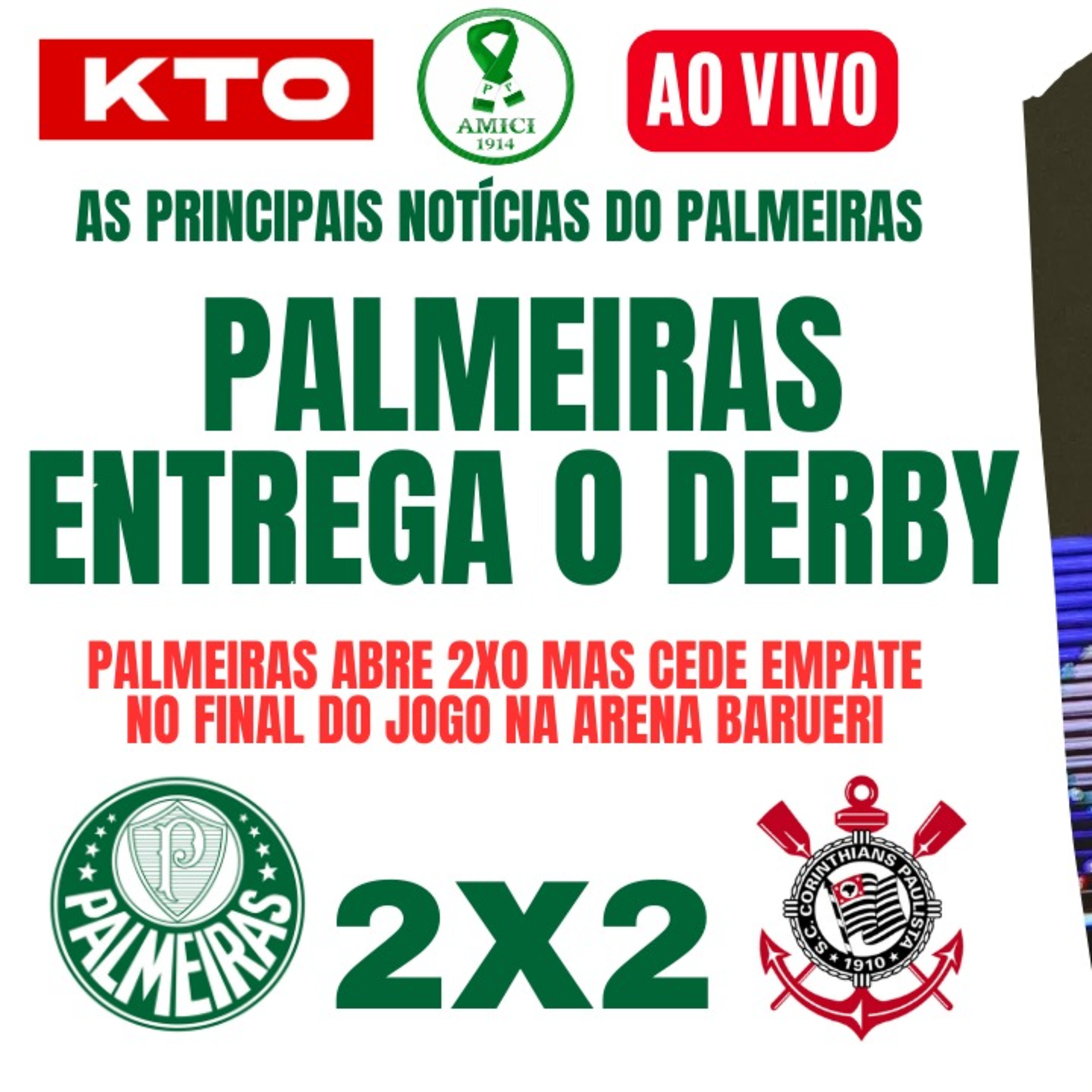 AO VIVO _ SENTIMENTO DE DERROTA _ PALMEIRAS CEDE EMPATE NO DERBY _ ANÁLISE DO JOGO