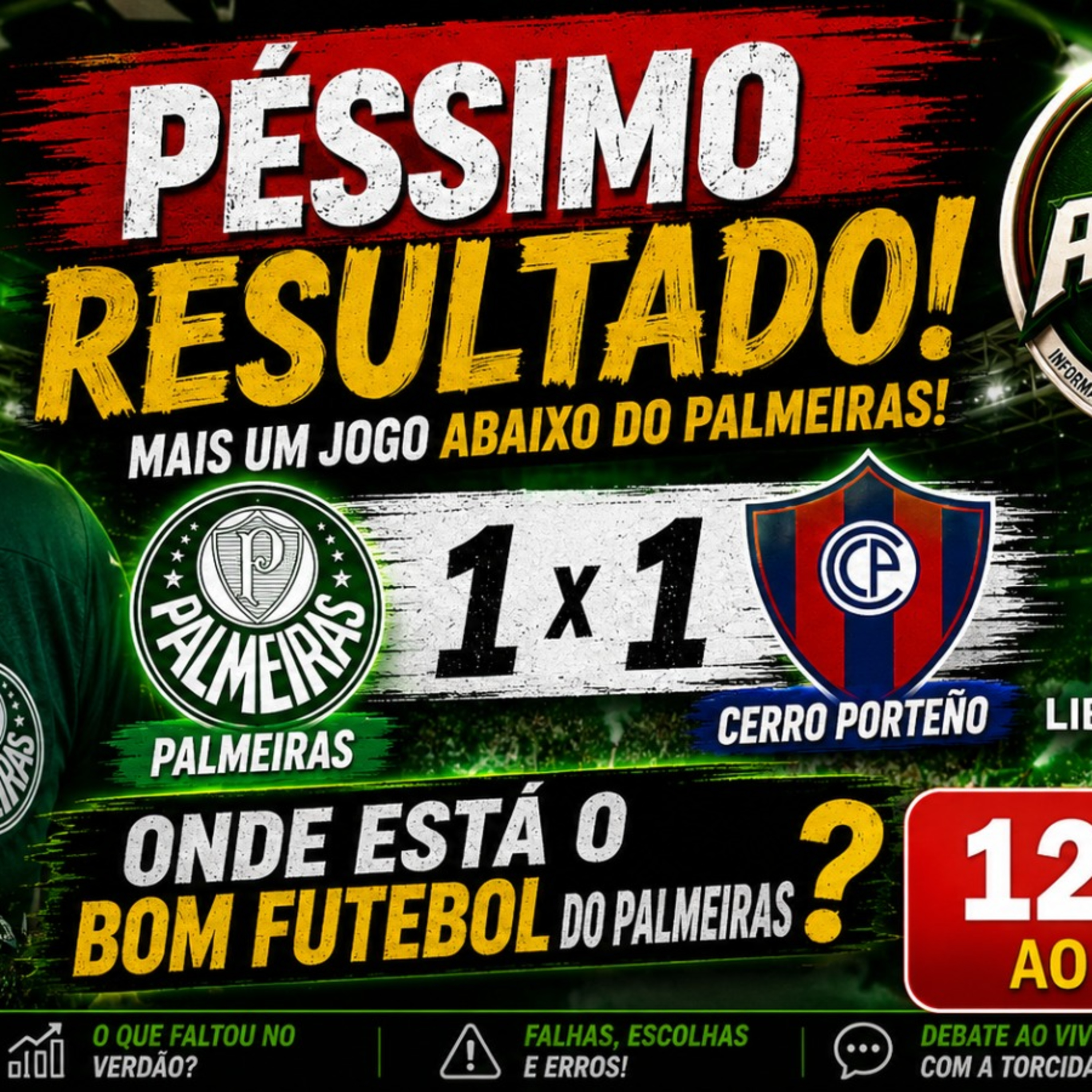 🚨 O QUE ESTÁ ACONTECENDO COM O PALMEIRAS? EMPATE NA LIBERTADORES LIGA O ALERTA!