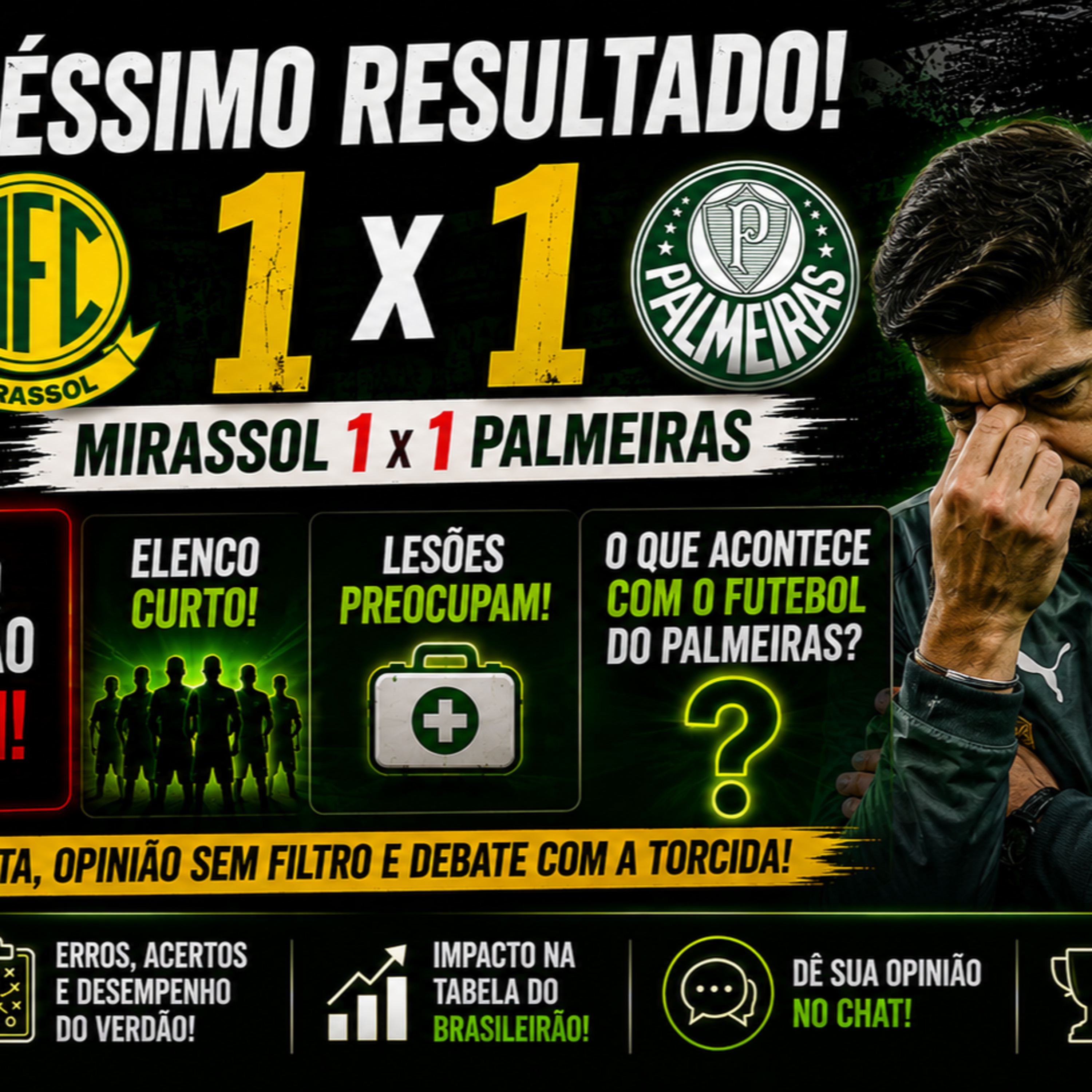 🚨 MIRASSOL 1 X 1 PALMEIRAS: ALERTA LIGADO! O QUE ESTÁ ACONTECENDO COM O VERDÃO?