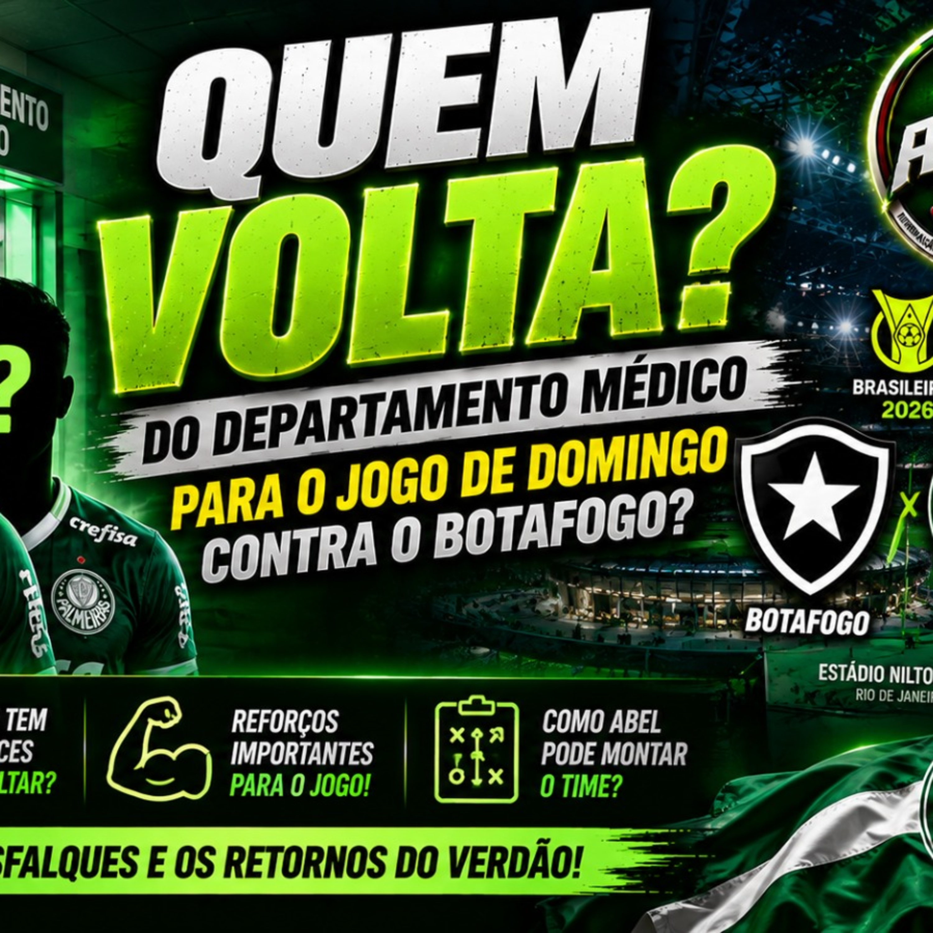QUEM VOLTA? 🚨 Palmeiras pode ter REFORÇOS contra o Botafogo! Abel ganha opções?