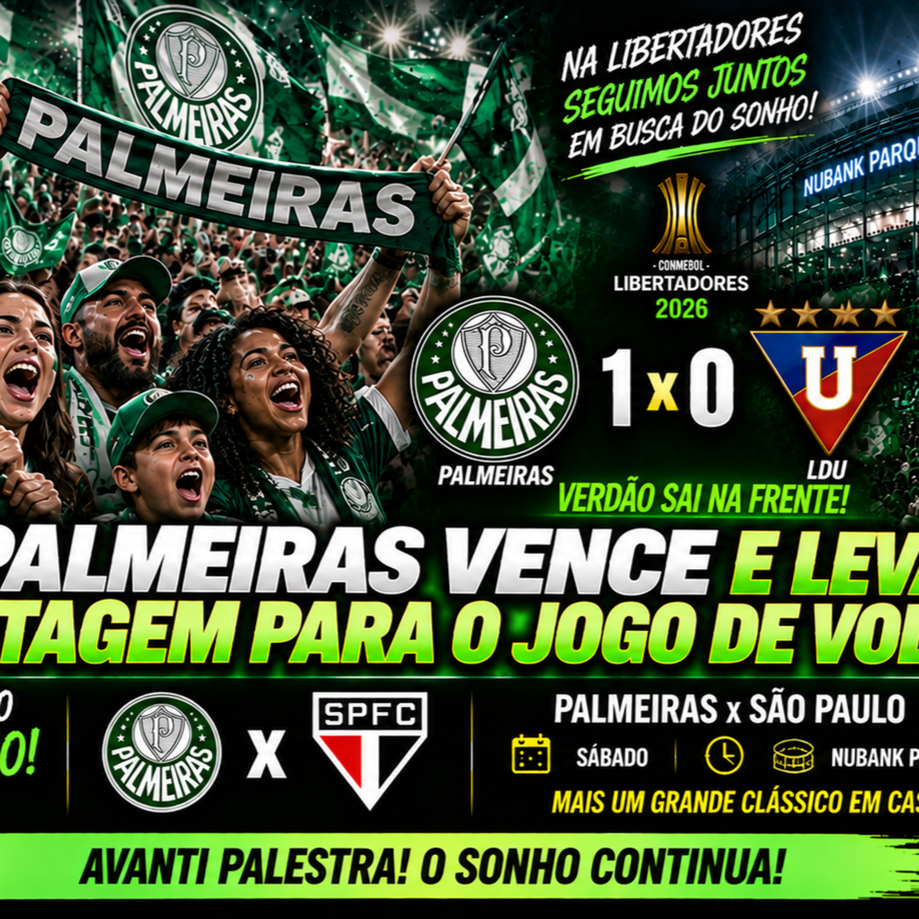 PALMEIRAS VENCE A LDU! VERDÃO SAI NA FRENTE NA LIBERTADORES E AGORA É BRASILEIRÃO! 🟢🔥 episode artwork