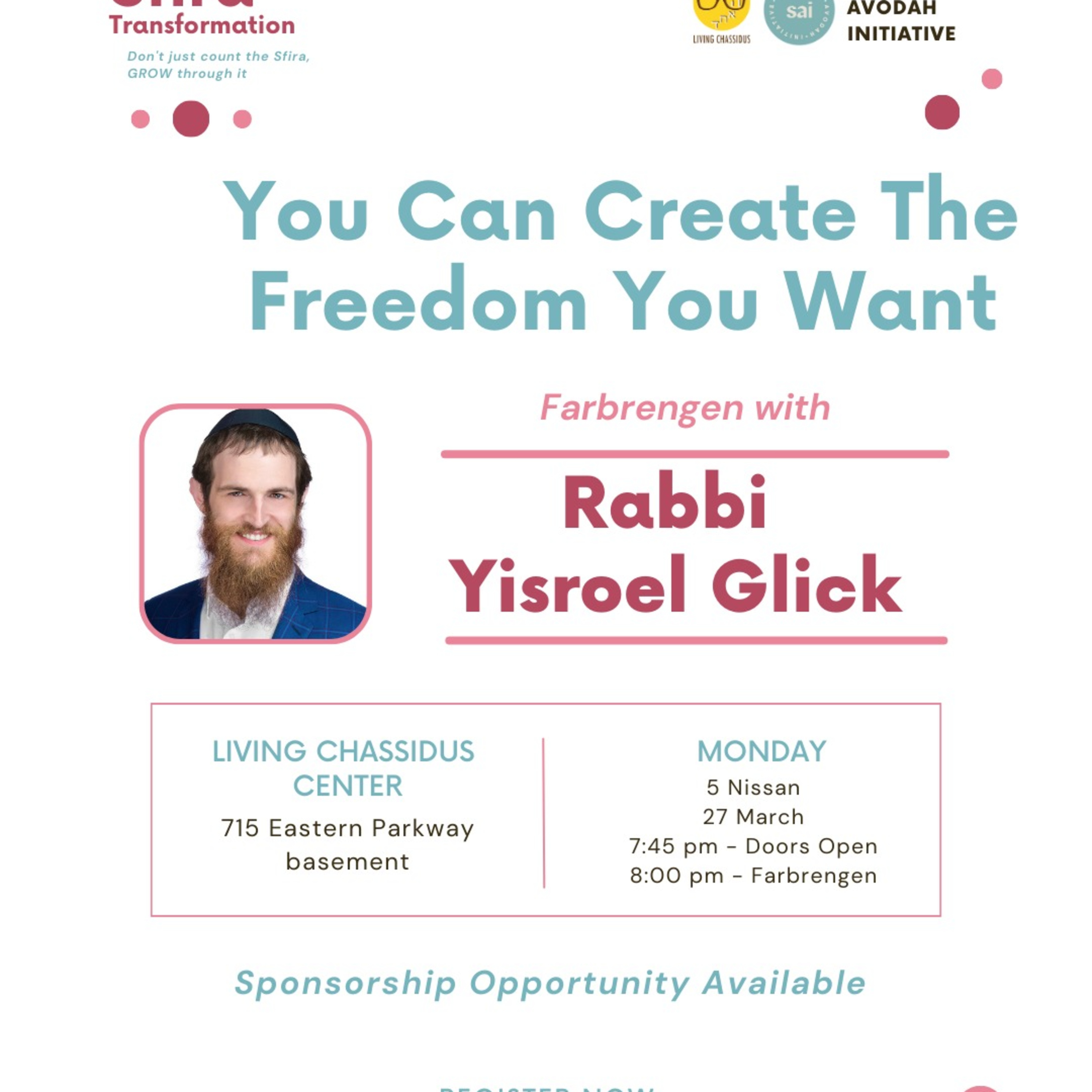 SAI Sefira 5783 Kickoff: Create the Freedom You Want with Rabbi Yisroel Glick episode artwork
