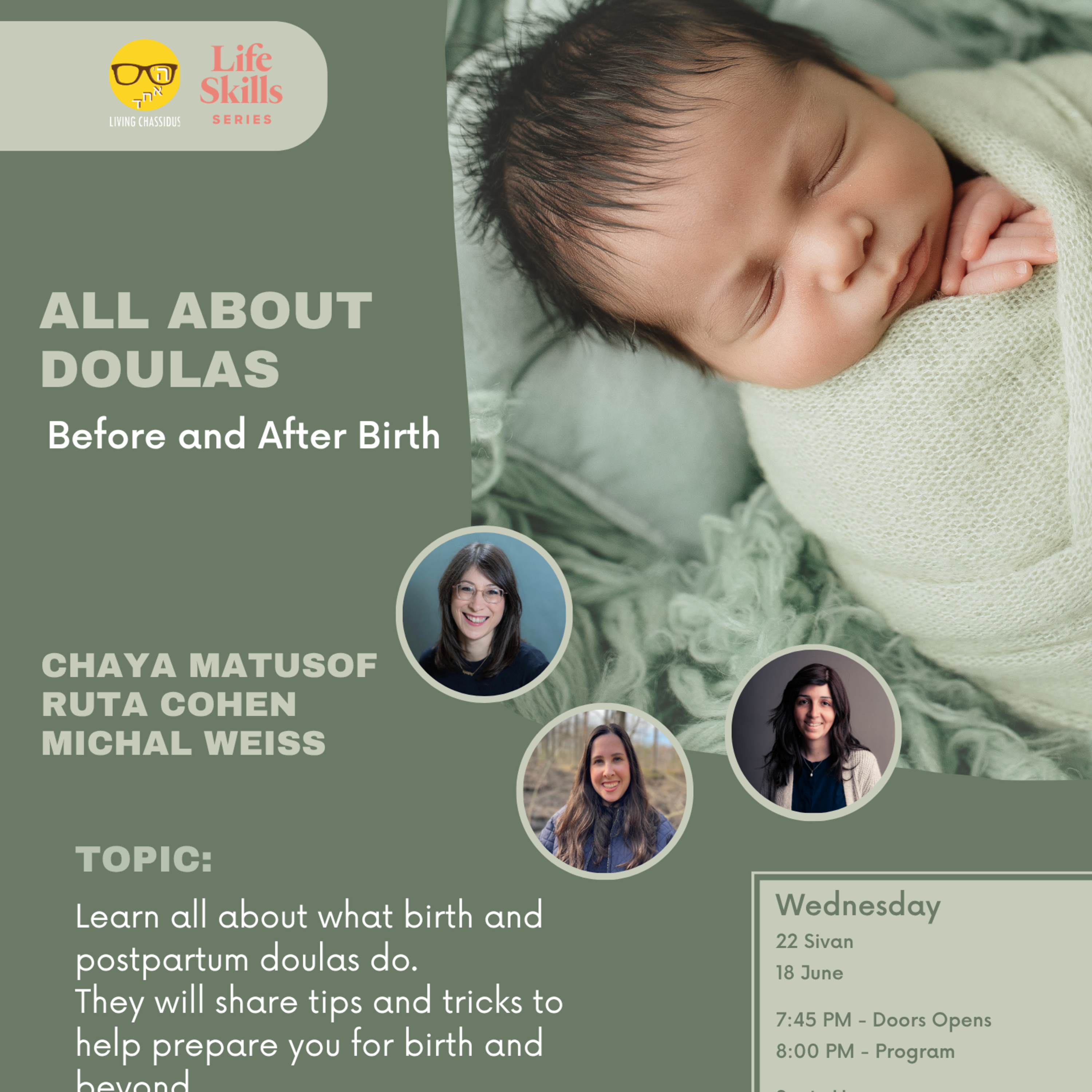 Life Skills Series: All About Doulas - with Chaya Matusof, Ruta Cohen, and Michal Weiss episode artwork